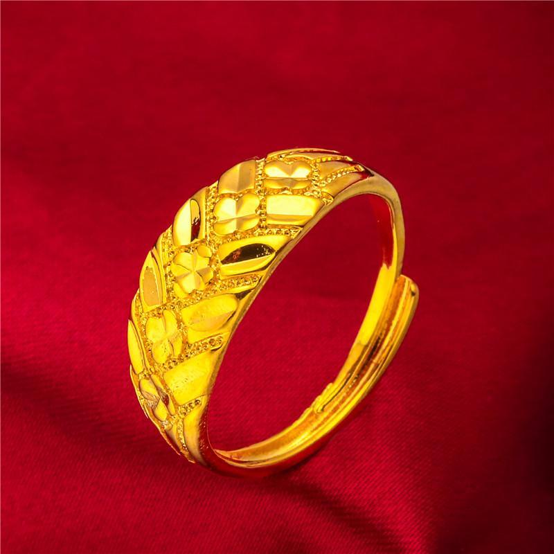 NEW Dubai Flower Gold Color Arab Rings For Women Resizable Ethiopia Wedding Jewelry African Party Gift Nigerian Jewellery