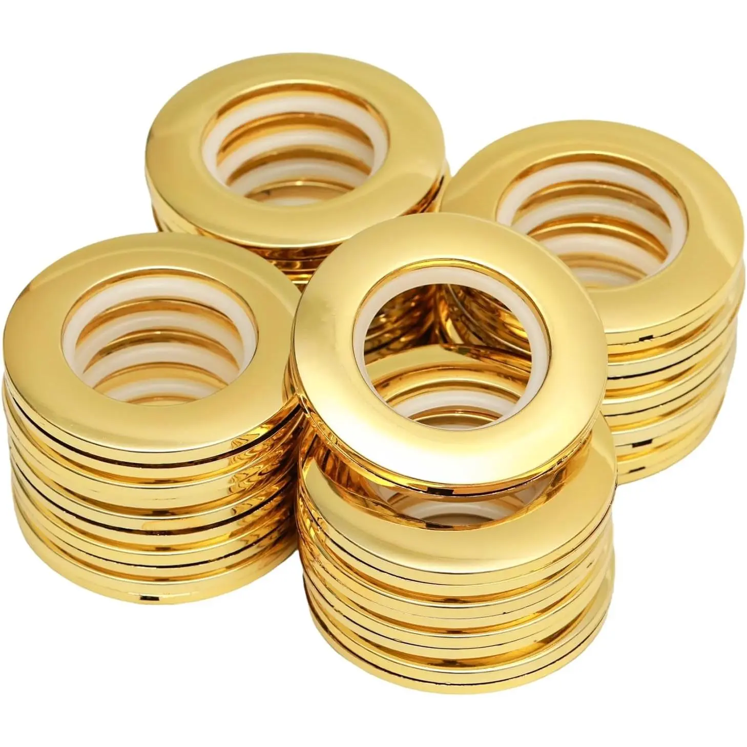 20 count Plastic Curtain Grommets, ABS Curtain Eyelet Rings, Round Rings, Inner Diameter 1-9/16"(40mm), External Diameter 2.91"(74mm), for Window Curtain Rods(Bright )