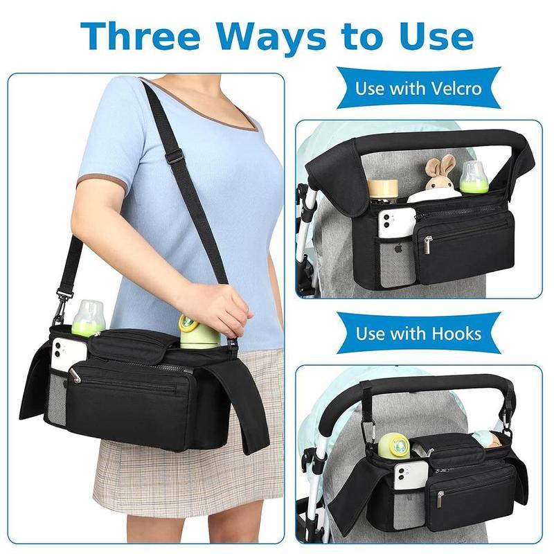 Stroller Storage Bag, 1 Count Multifunctional Diaper Organizer Bag, Baby Travel Essentials, Stroller Bag with Water Bottle Pocket, Home Organizer, Infant, Newborn
