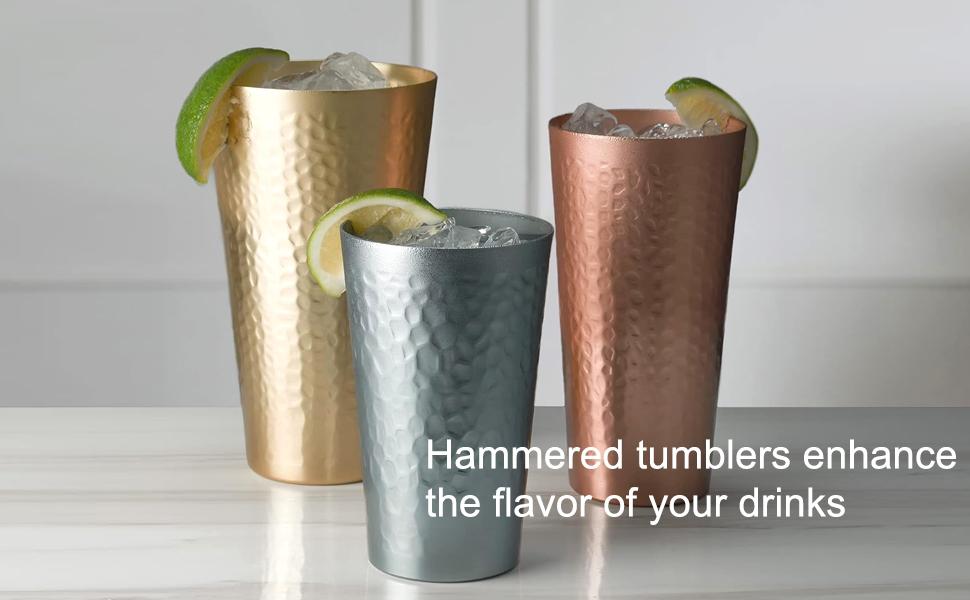 Aluminum Cups for Drinks, Hammered Gray Tumblers Set of 6, Aluminum  Drinking Cups for Father's Day Gift, 16 oz - TikTok Shop