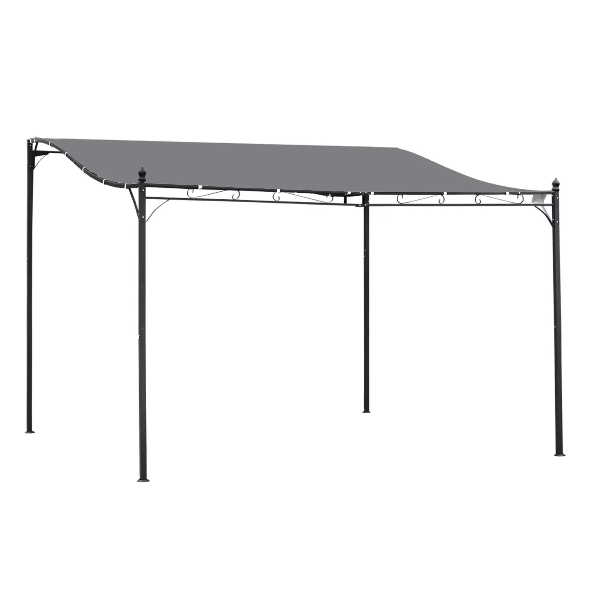 10' x 13' Steel Outdoor Pergola Gazebo, Patio Canopy with Weather-Resistant Fabric and Drainage Holes for Backyard Pool Deck Garden, Gray