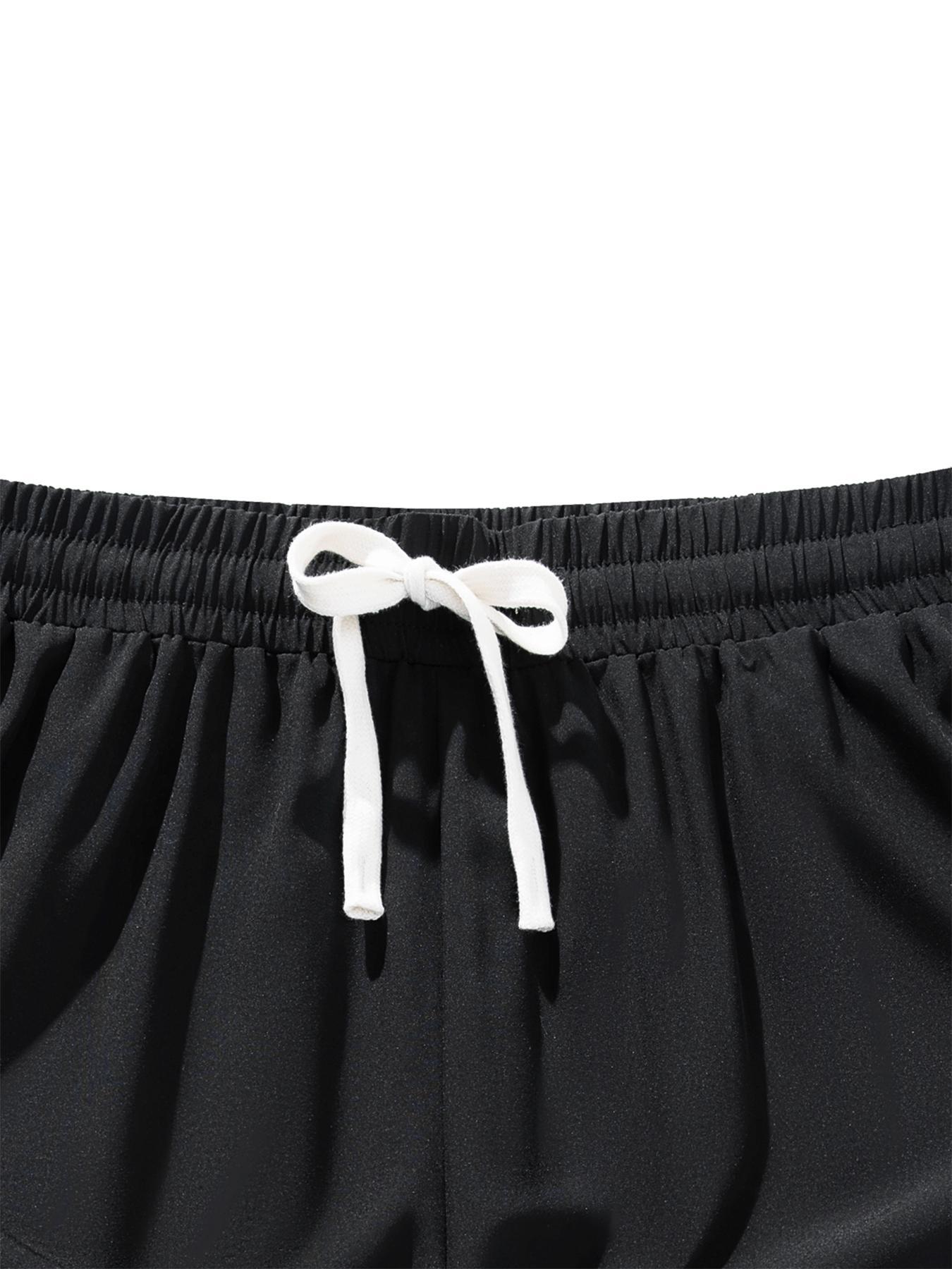 Men's Solid Color Drawstring Waist Shorts, Regular Fit Casual Comfy Breathable Shorts for Beach Vacation Outdoor Activities, Men's Bottoms for Summer, Drawstring Athletic Shorts