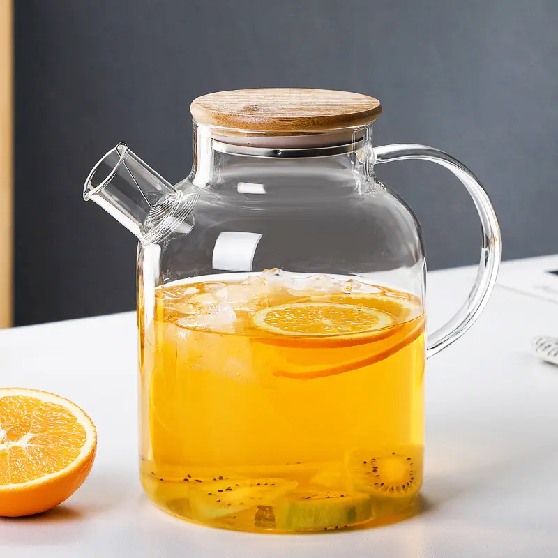 Borosilicate Glass Teapot, Safe for Stovetop & Microwave, Clear Glass with Infuser & Wooden Lid, Ideal for Loose Leaf & Blooming Tea