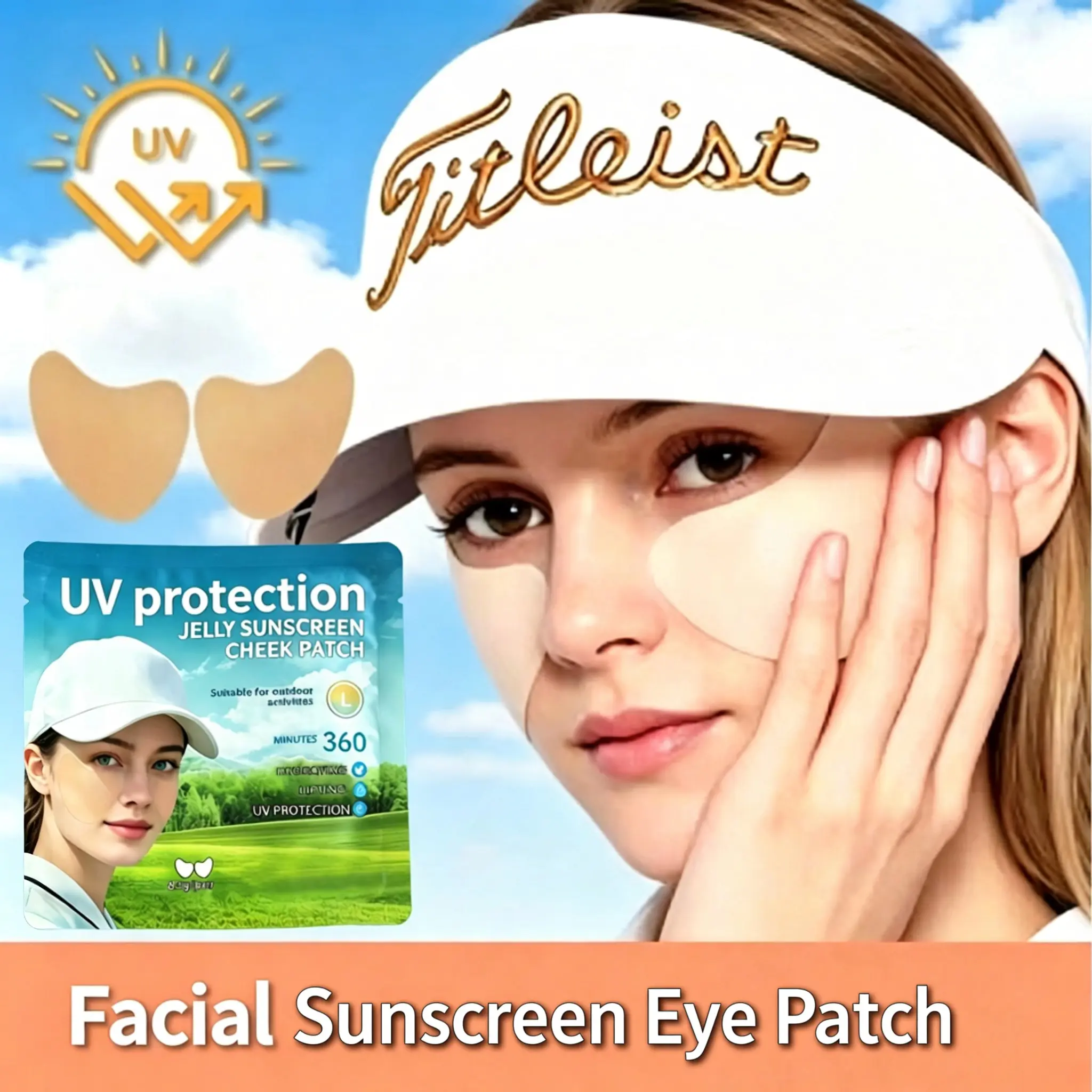 Facial Sunscreen Patch, Physical UV Protection, Summer Outdoor Tennis Sports, Protects Facial Skin, Eye Corner Shade, Anti-Ultraviolet