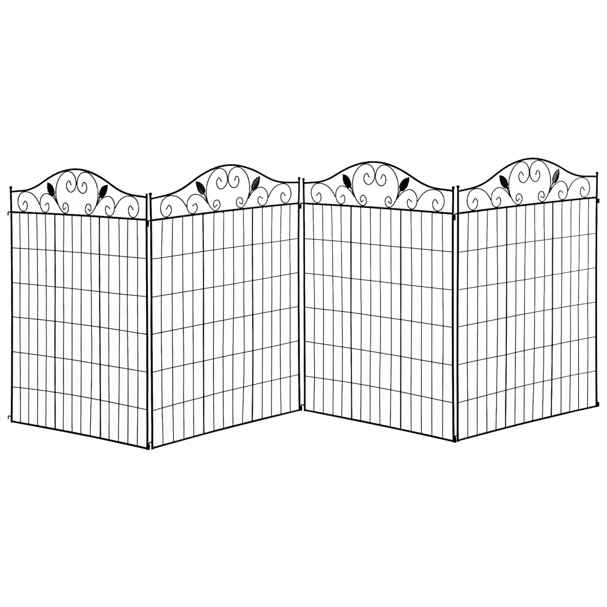 Garden Decorative Fence Panel, 4 Pack, 44 x 36-Inch, Linear Length 12 Feet, Steel Border Folding Fence for Garden Landscaping