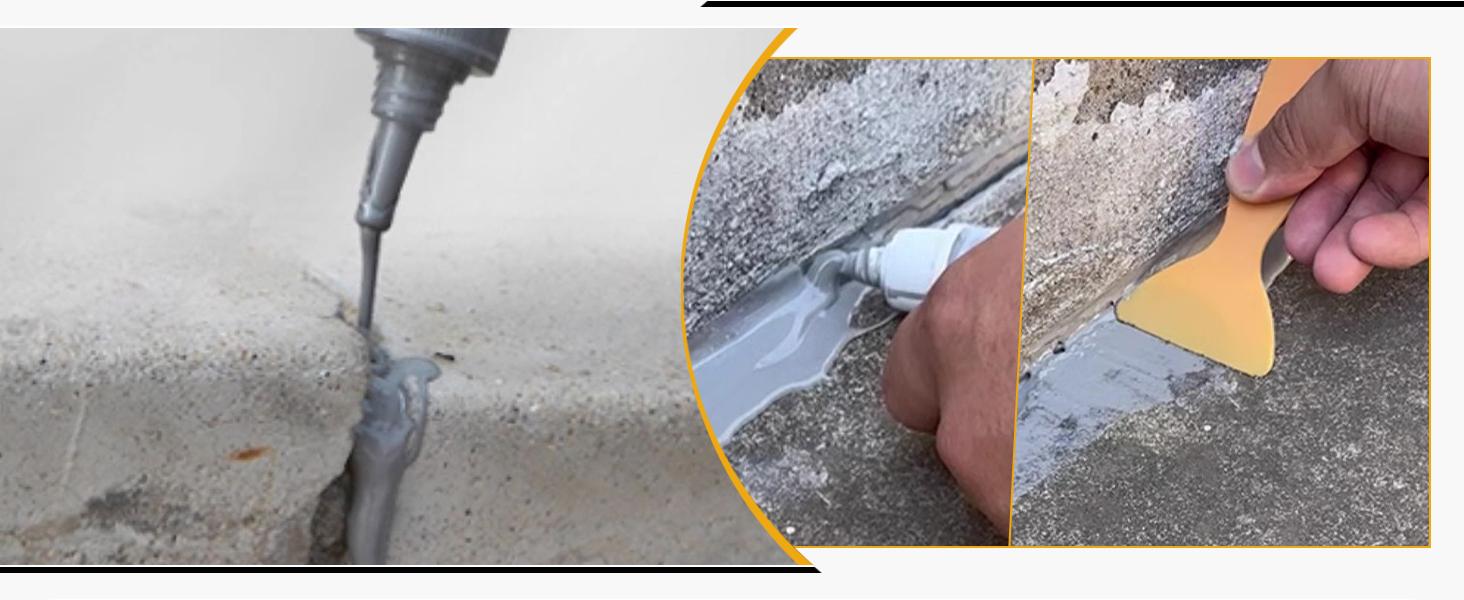 500g Concrete Crack Filler, High Elasticity Liquid Cement Crack Filler, Self-Leveling Waterproof Repair Sealant for Driveway, Walkway,, Hole -Quick Drying, Fix (Concrete Crack Filler)