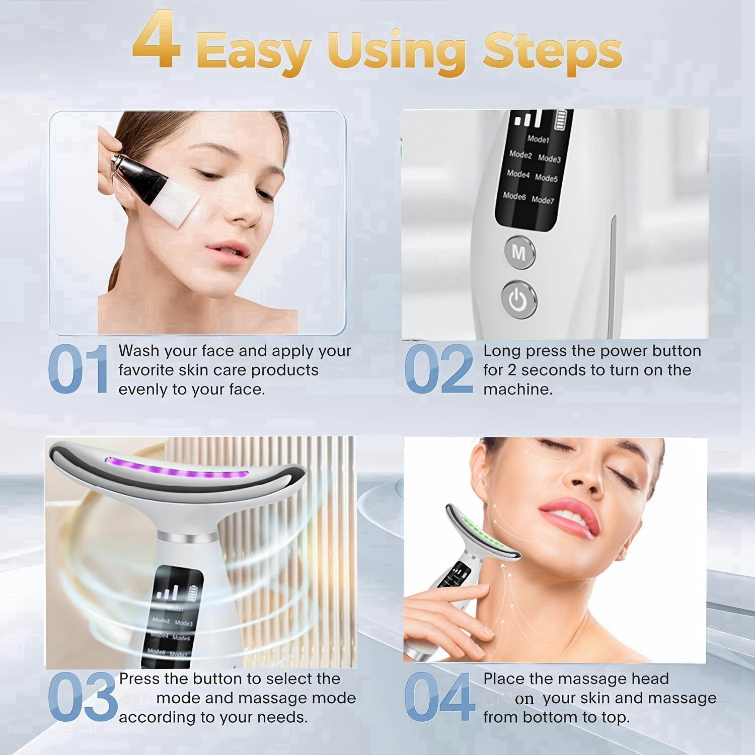 7 in 1 Neck & Face Massager, USB Rechargeable Neck Massage Tool, Constant Temperature Heating & Vibration Beauty Instrument, Facial Beauty Massagers, Perfect Gift for Women#GLOBAL PICKS