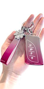 Key Fob Cover for Lexus RX is NX ES RC RX LX Pink 4 Button Car Keys Case Shell Accessories Bling Keychain Lanyard Full Protector Covers Girly Female TPU