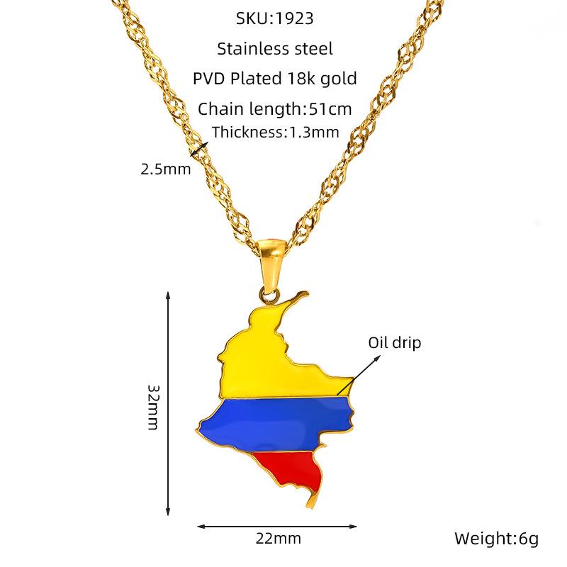 Various Countries Map Pendant Necklace Jewelry, Stainless Steel Necklace