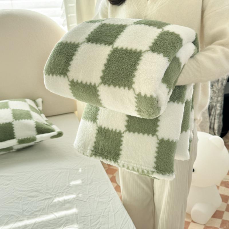 Checkerboard Pattern Blanket, 1 Count Soft Comfortable Warm Throw, Air-conditioned Room Blanket, Warm Nap Blanket for Home & Office, Soft Comfy Blanket, Plaid Pattern Blanket