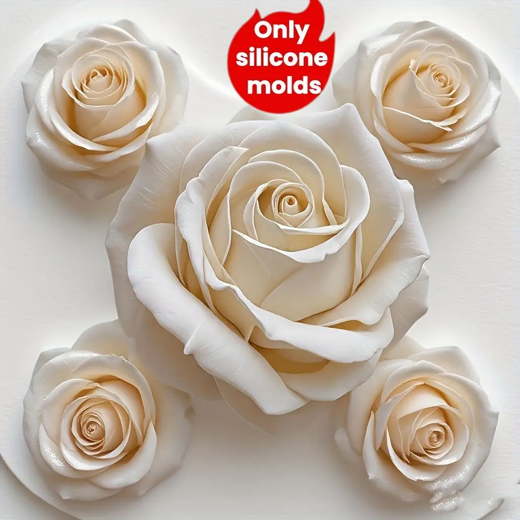 3D Rose Petal Silicone Mold, Easy Release Handmade Craft, Detailed Layered Petals, Ideal for Candles, Soap, Resin, DIY Gifts