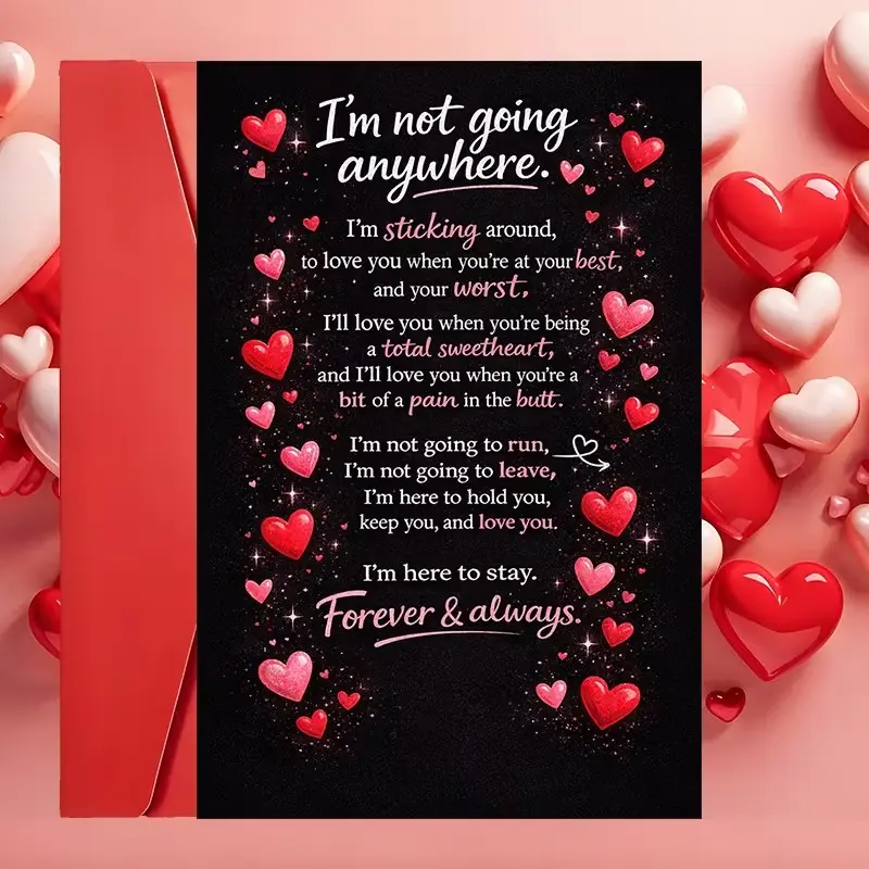 1SET: An envelope and a romantic greeting card featuring heartfelt messages for couples, perfect for anniversaries, Valentine's Day, or simply to express everlasting love and loyalty. A Christmas gift.