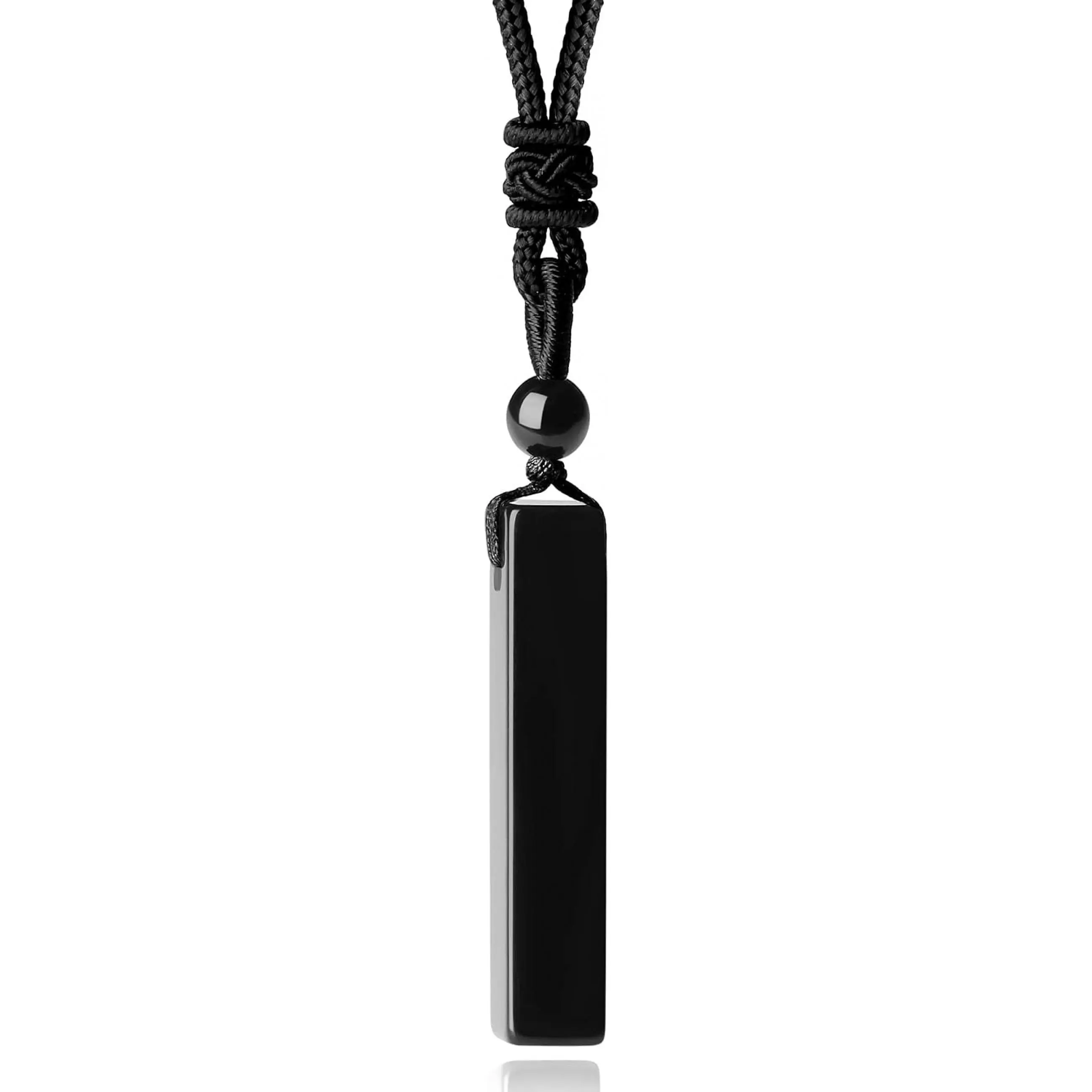 Men Bar Necklace for Men Healing Crystal Necklace Gift| Adjustable Rope Natural Gemstone Rectangle Pendant Necklaces Simple Cool Necklace Jewelry