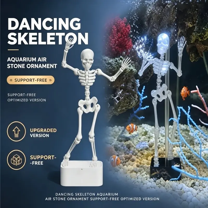 Bubble-Driven Dancing Skull Aquarium Ornament, Multi-Joint Skeleton Decor, Creative Underwater Oxygen Atmosphere Decoration