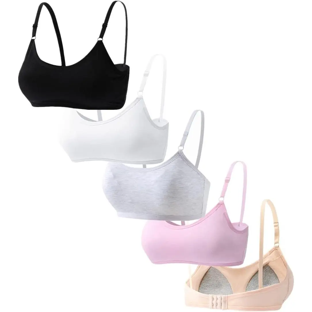 Big Girls 10-16 Years Cotton Training Bra |   Wireless Adjustable Light Padded Teen Starter Bralette |   Soft Breathable First Puberty Underwear for Daily School Sports