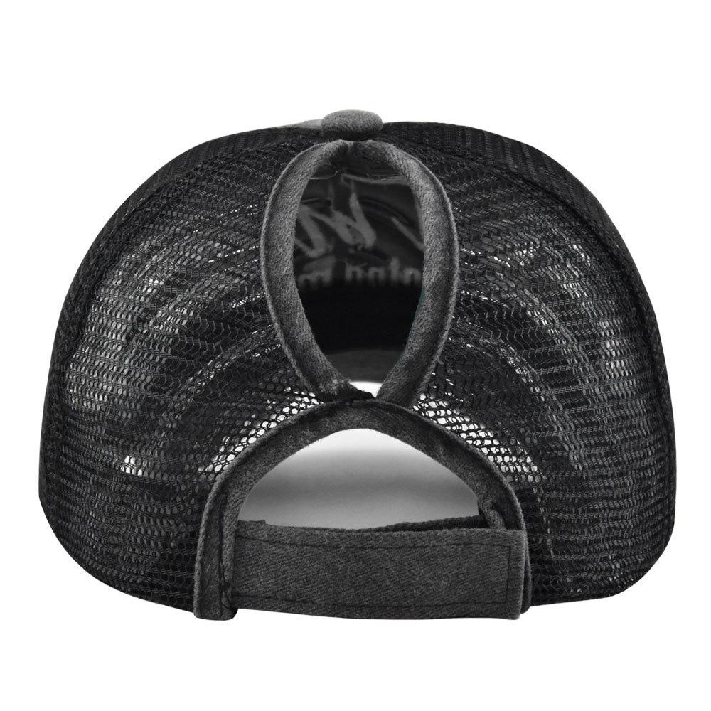 Ponytail hat with embroidery, European and American trendy cap, open-top baseball cap, ponytail cap, distressed baseball cap, versatile sun hat