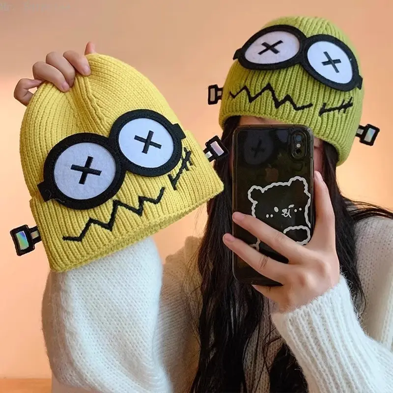 Women's Funny Cute Cartoon Knit Beanie - Female 1-Size Soft Warm Windproof Headwear for Autumn Winter Daily Outdoor Casual Use