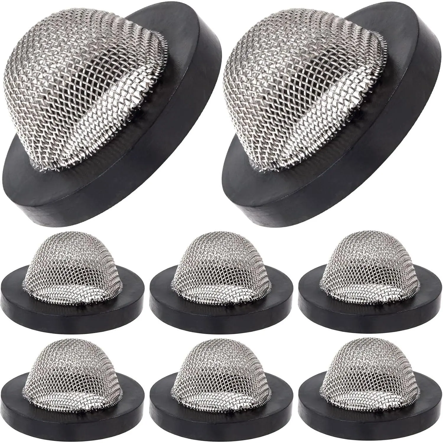 8 count Hose Filter Washers, Stainless Steel Garden Hose Filters, Black | 60 Mesh Inlet Hose Screen Gasket, Fits for 1/2" Garden Hose Connector & Water Faucet, Toilet Water Pipe, Shower Heads