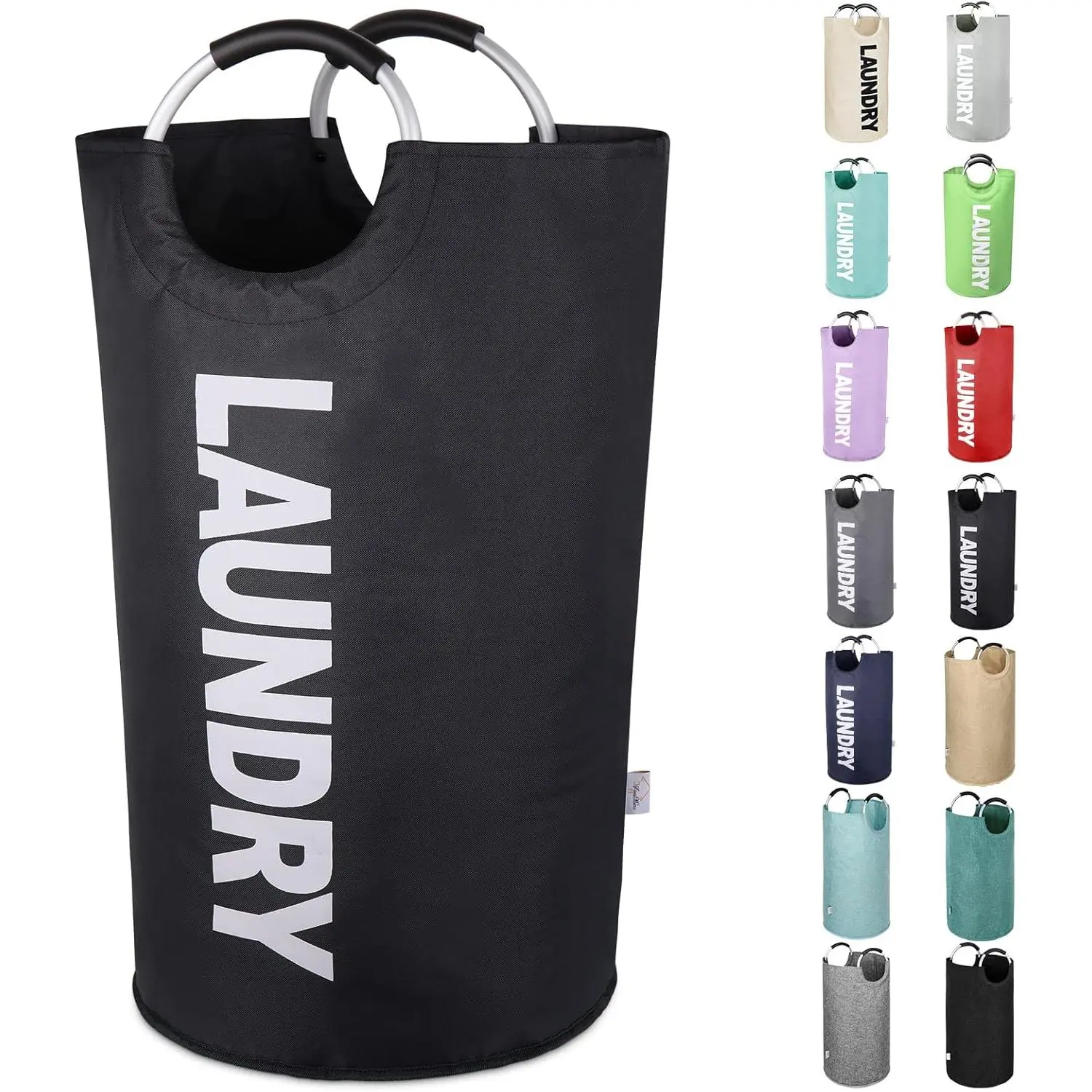 130L Extra Large Laundry Hamper Bag Collapsible, Tall Laundry Basket Bag, Big Dirty Clothes Hampers with Handles for Laundry Room, College Dorm, Light Weigh, Foldable (Black, XXXL)