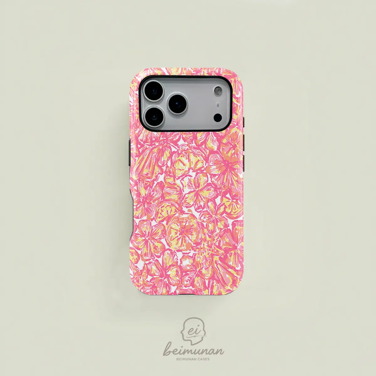 This refreshing pink and yellow watercolor-style floral case is a durable 2-in-1 protective case, compatible with MagSafe, and suitable for iPhone 17/16/15/14/13/12/11 Pro Max/Plus/Pro. A simple and stylish phone case, it makes a perfect birthday gift.