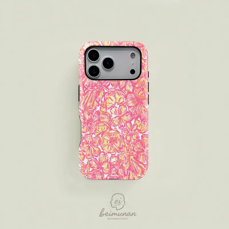 Personalized Watercolor Pink & Yellow Floral Smartphone Casing - Durable Material 2-in-1 Protector, MagSafe Compatible, Gift-Ready for iPhone 18/17/16/15/14/13/12/11 Pro Max/Plus/Pro, Local Birthday Gift