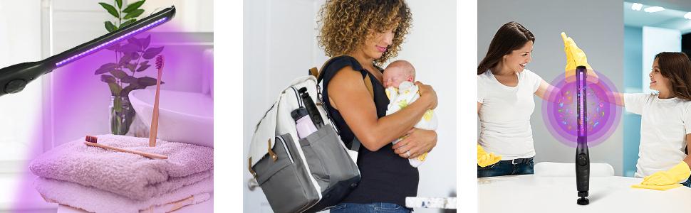 UV Light Sanitizer, UV Sanitizer Lamp Portable Travel UV Light Sanitizer Wand (Black)