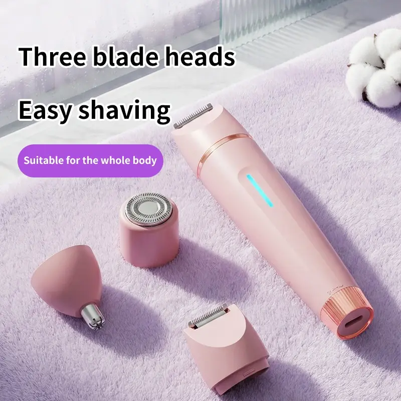 3-In-1 Electric Hair Trimmer for Women, Full Body Shaver, USB Rechargeable Shaver, Eyebrow, Arm, Leg, Bikini Line, Ear, Nose Trim Set, Body Groomer Shaver, Ideal Gift for Women