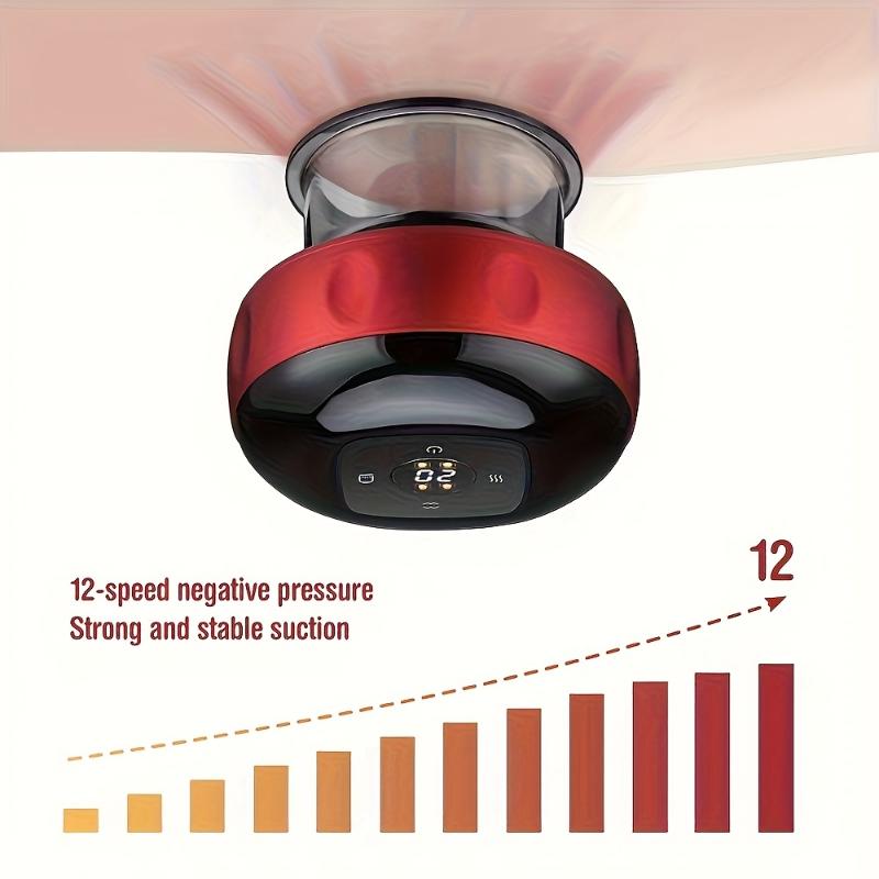 USB Charging Electric Cupping Machine Sand Scraper, 12 Levels of Temperature And Suction Smart Vacuum for Neck, Shoulder And Back, Suction Cup. Suitable for Home Use And Self-care.