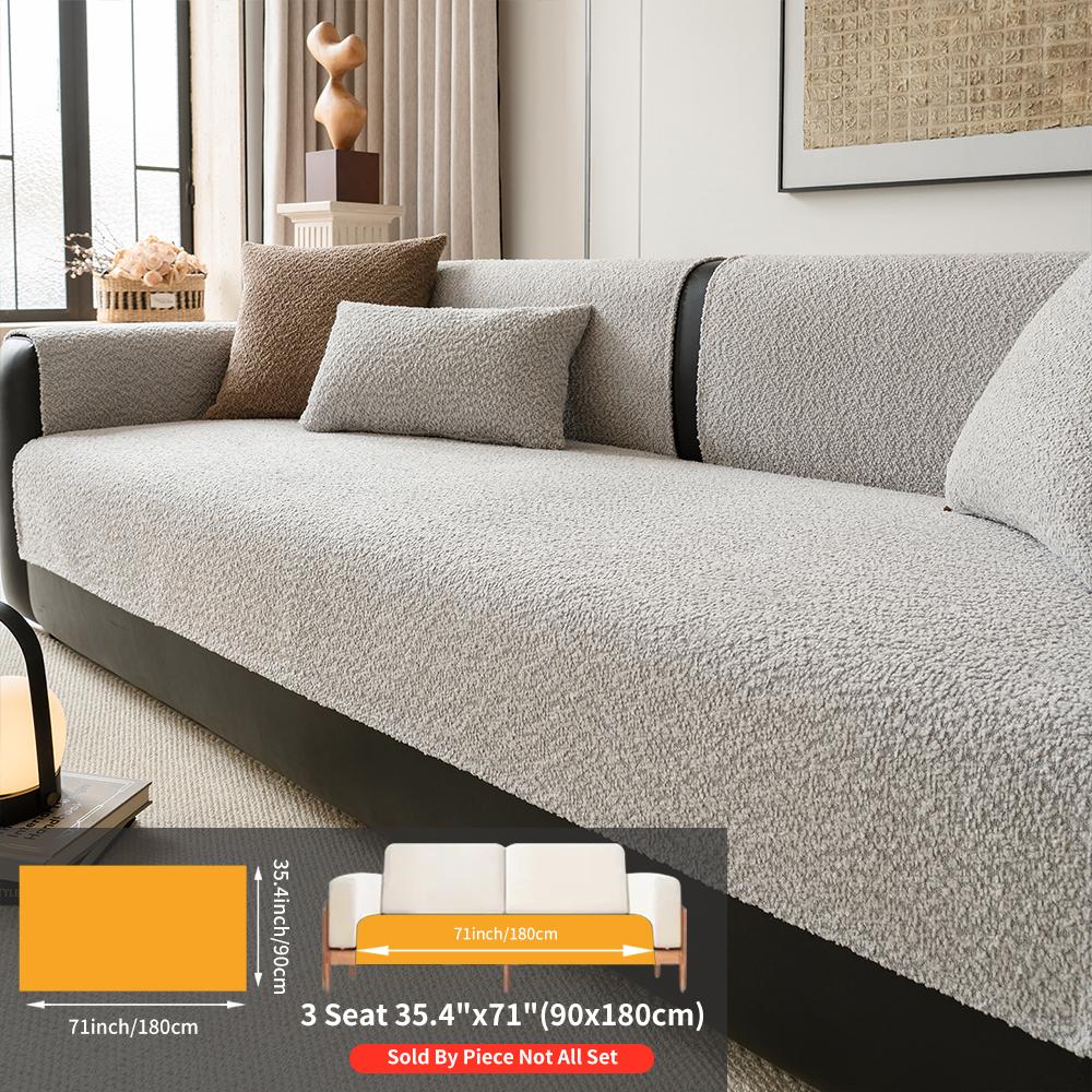 Pure Color Pearl Velvet Sofa Cover, Pet-Friendly Anti-Slip Protector, Home Decor Furniture Protector for Living Room Bedroom Sofa Couch Covers