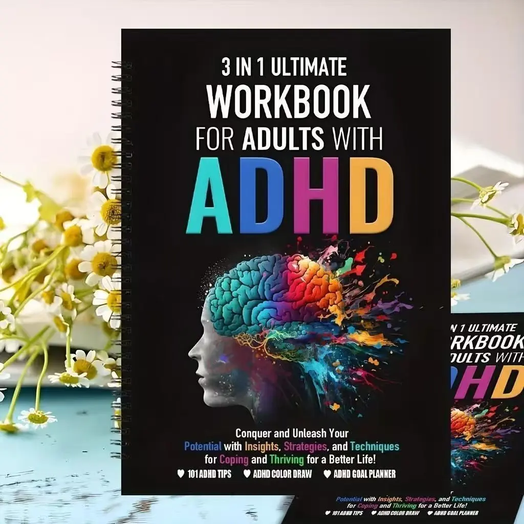 Brain Art Adhd Daily Productivity Planner, Three-In-One Goal Setting Stress Relief Journal, Suitable for Men and Women, Organize Your Day Efficiently