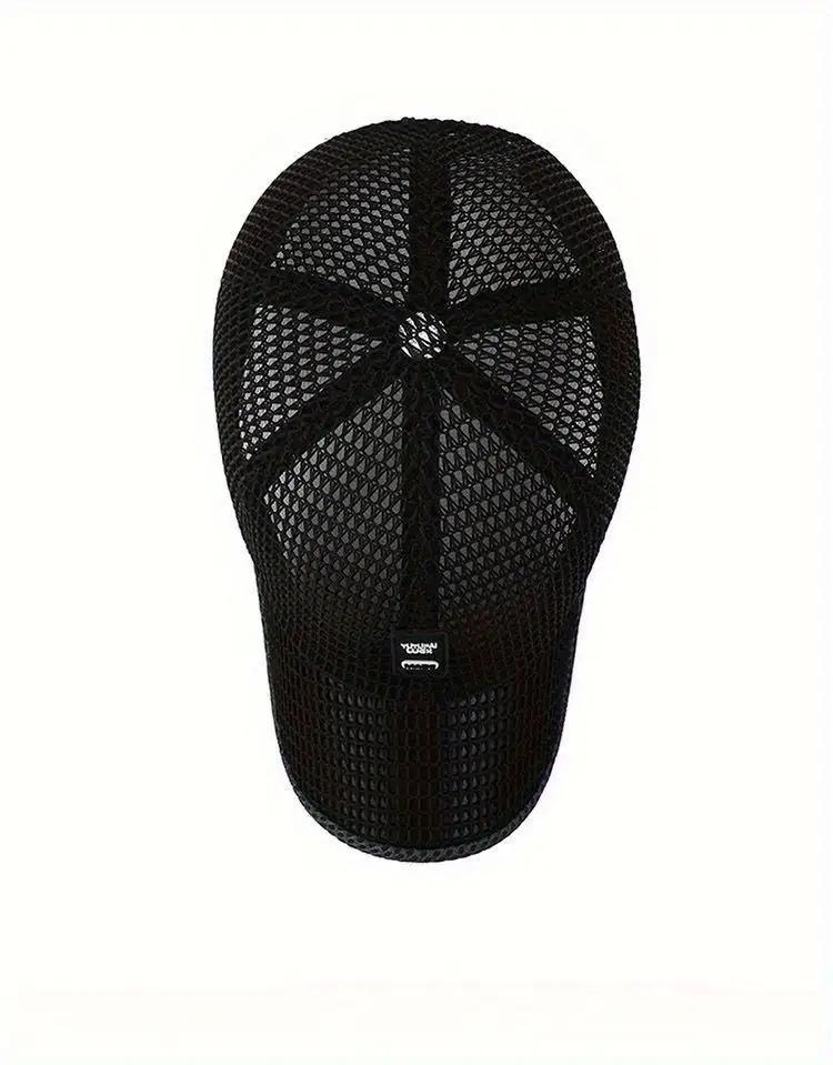 2pcs Quick-Dry Polyester Baseball Caps - Breathable Mesh Adjustable Unisex Summer Sun Hats with Black & Gray Textured Design for Outdoor Sports & Casual Wear, Breathable Mesh Construction