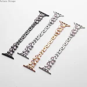 2026 New Love Diamond Metal Chain Smart Sports Bracelet Strap, Fashion Jewelry Style Replacement Band for All Smart Watch Series
