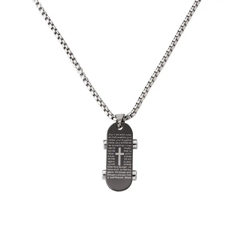 Skateboard Pendant Faith on Wheels Hiphop Skateboard Cross Necklace hiphop necklace Daily wear gift