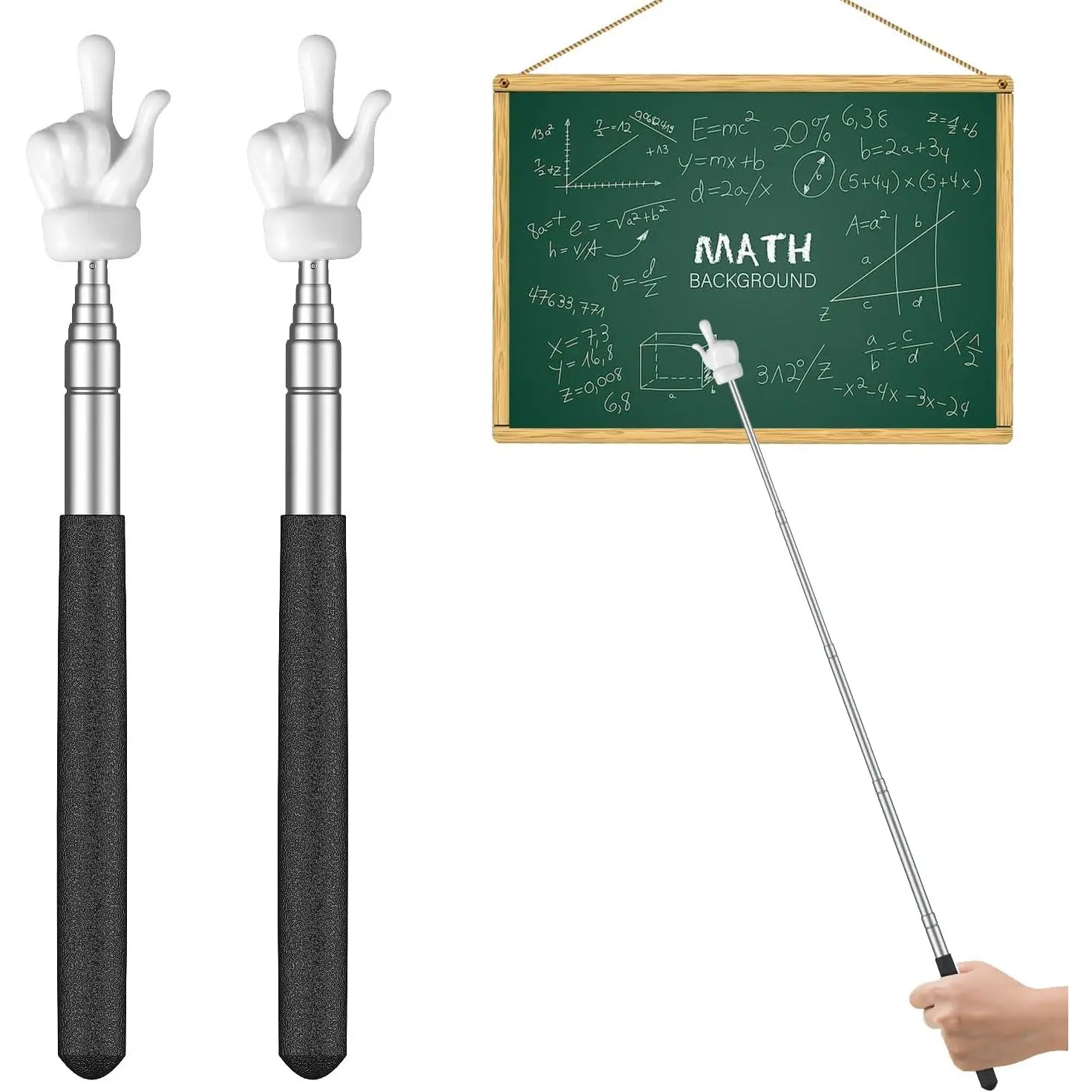 2 count Retractable Pointer Sticks for Classroom Teaching | Two mini telescopic finger pointers extend up to 22.3 inches for clear classroom teaching in elementary and .
