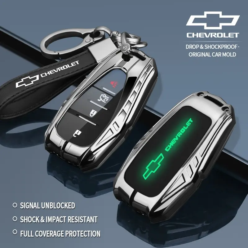 Car key protective case suitable for Chevrolet Malibu, Blazer, Traverse, Seeker, Onix, Equinox, Volt, Bolt, Trax, Orlando, Cruze, Spark, Sonic, Camaro car accessory key bag, mecha-style, scratch-resistant and durable, does not block the signal