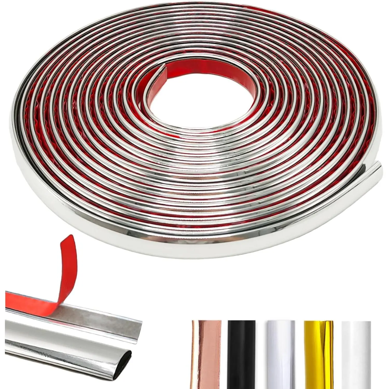 Self-Adhesive PVC Synthetic Peel and Stick Trim - 10Ft Flexible Crown Mold Caulk Strip for DIY Users, Wall Tile Edge Covering, Kitchen Backsplash, Mirror Frame, Trim Strip