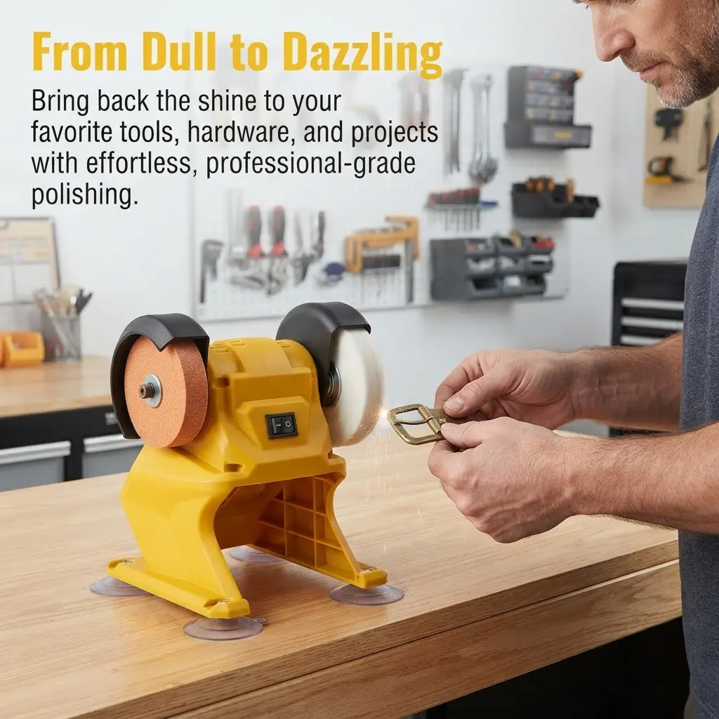 Lithium‑Powered Desktop Bench Grinder, Automatic Double‑Wheel Grinding Machine, Multi‑Purpose Electric Tool for Rust Removing, Polishing, Deburring