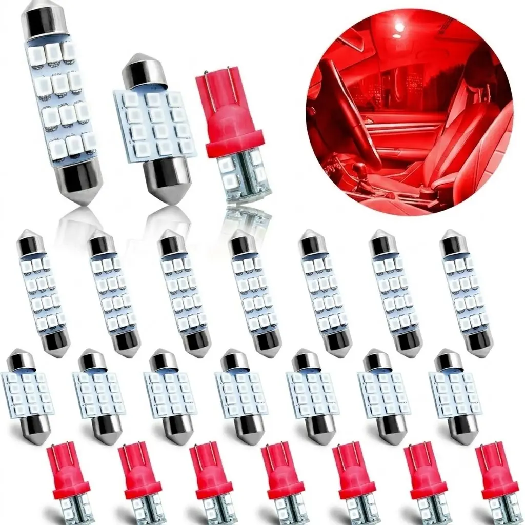 Viral Red Car Interior LED Light Bulbs For Aggressive Sports Car Vibe Super Bright Interior Dome Lights Upgrade TikTok Car Essentials Must Haves