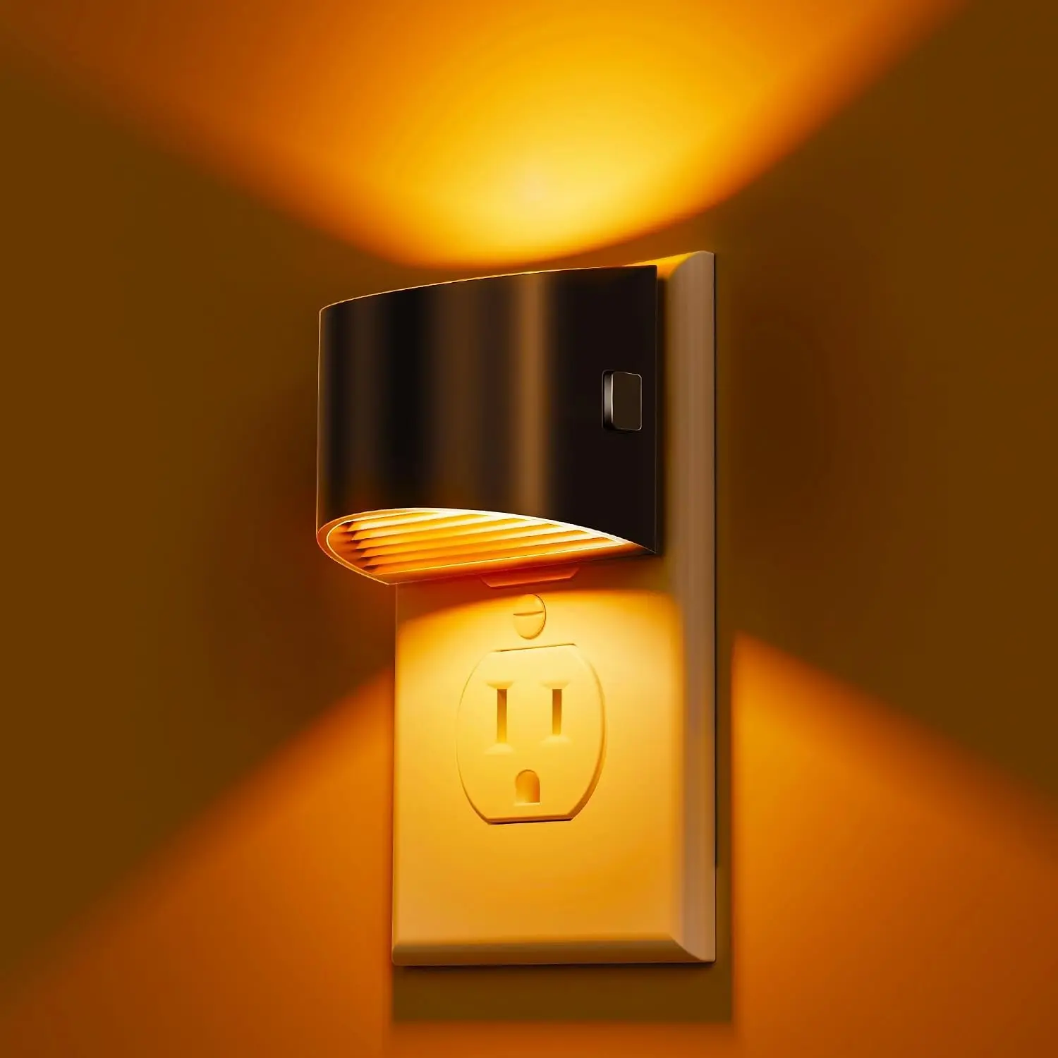 LED Night Light 2 Pack, Night Lights Plug into Wall, Dusk to Dawn Sensor Nightlight, 3 Level Brightness Adjustable, 1600K Amber Light, Mood Lighting
