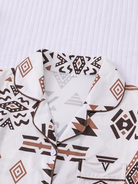 Women's Button Up Shirt & Shorts Pyjama, Casual Comfy Short Sleeve Top & Shorts PJ Set, Ladies Sleepwear for All Seasons, Loungewear, Pajamas