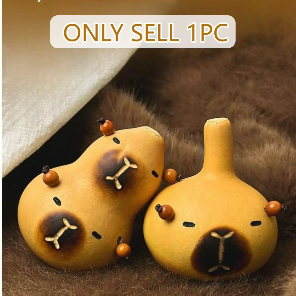 Natural Hand Carved Capybara Gourd Ornament Cute Desk Aesthetic Decor Gift