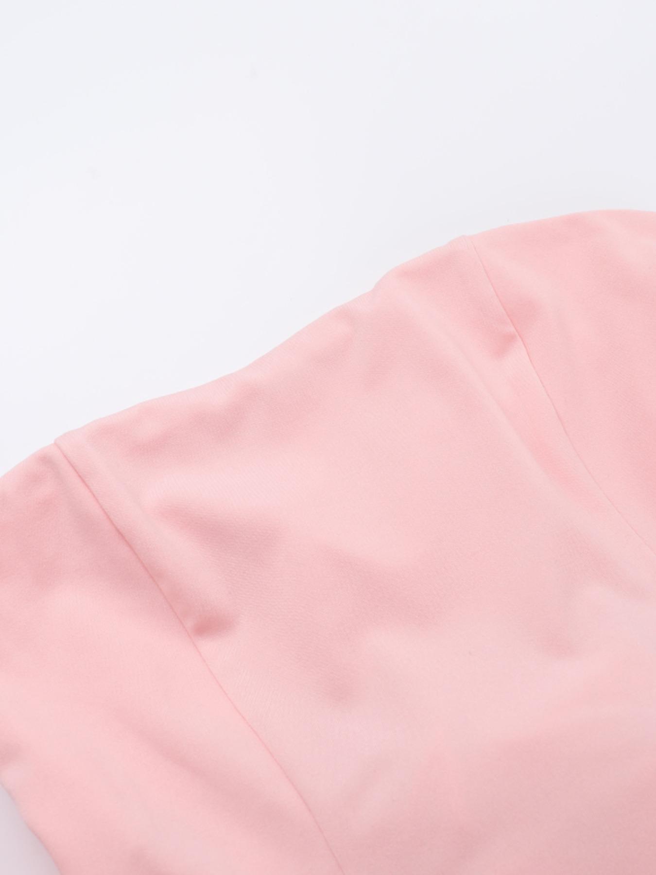 Sexy Waist-Cinching Tie Back Evening Gown, Strapless Design with Delicate Beading Details, Perfect for Parties & Carpet Events, Womenswear