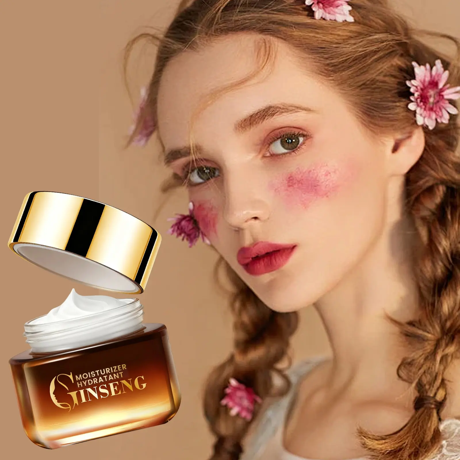 Ginseng Moisturizing Cream 60g, Contains Ginseng Essence, Nourishing Skincare, Hydrating and Smoothing, Smooth and Fine Skin