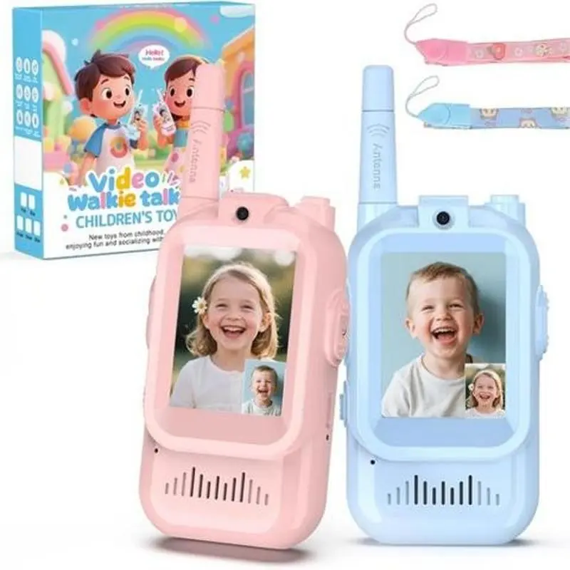 Children's Video Walkie-Talkie Set of 2 - Multiple Sound Conversion Functions - Long-distance Remote Video Walkie-Talkie - No Internet Required - Perfect Gift for Boys and Girls Aged 3-12 - Outdoor Travel and Camping Toy