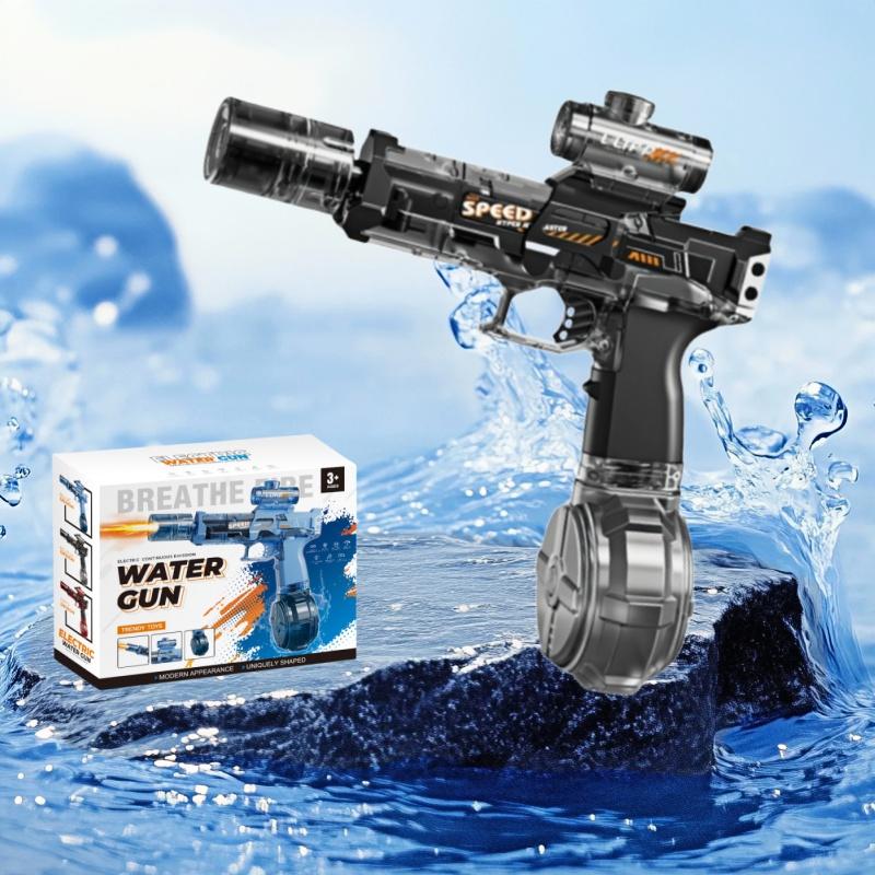 Electric Water Gun with LED Light, Automatic Squirt Watergun, Strong Outdoor Toy for Kids, Summer Fun, Perfect Father's Day Gift, Built-In Lithium Battery