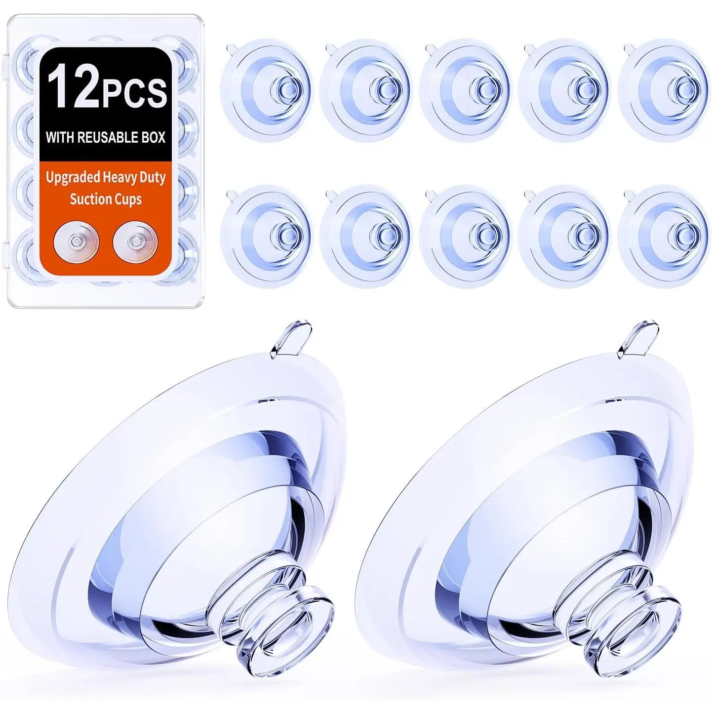 -Layer Suction Cups, 12 count, 2.05 Inch | Upgraded Heavy Duty Design,  for Sponge Holder, Sink  & Bathroom Organizer, Ideal for Kitchen & Bath Storage