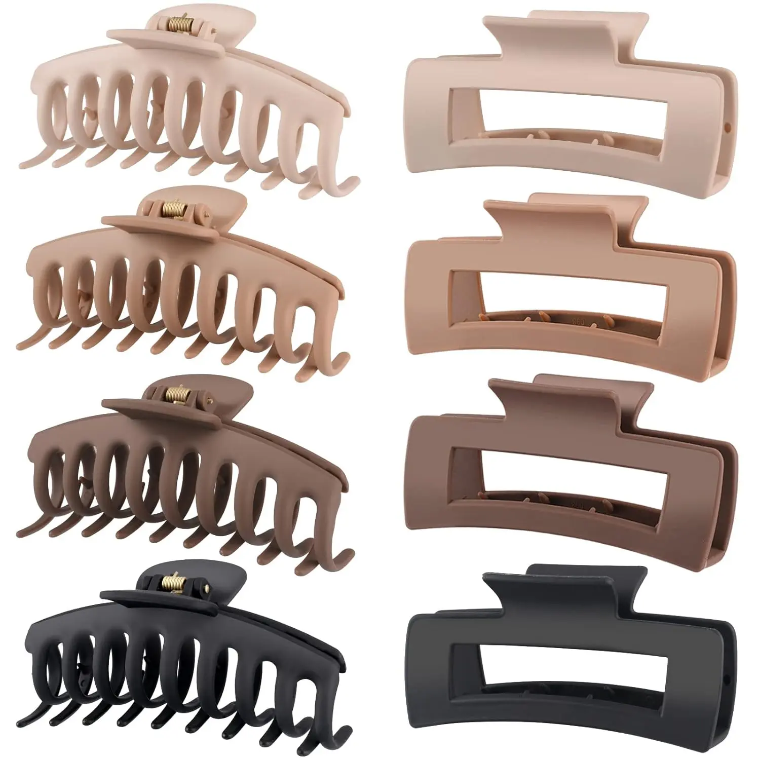 Hair Clips Women 4.3 Inch Large Hair Claw Clips Women Thin Thick Curly Hair, Big Matte Banana Clips,Strong Hold jaw clips,Neutral Colors