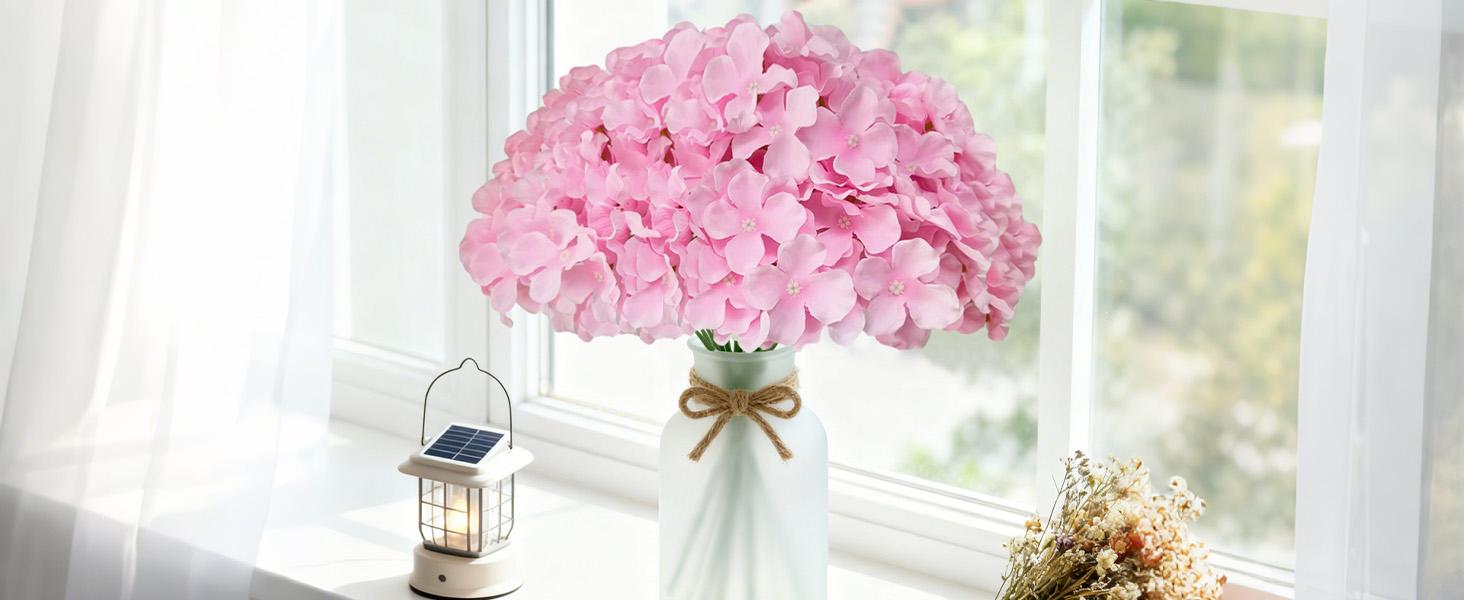 Dark Red Hydrangea Artificial Flowers Bulk, 30 Pcs Faux Hydrangea Flowers Heads, Artificial Fake Silk Hydrangea Flowers with Stems, Red Flowers Artificial for Decoration Wedding Décor