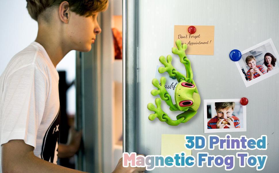 3PCS/4PCS 3D Printed Magnetic Articulated Frog Toy Night Light, Realistic Jumping Poseable Decor, Glow Animal Magnet for Metal Surfaces (3PCS Option)