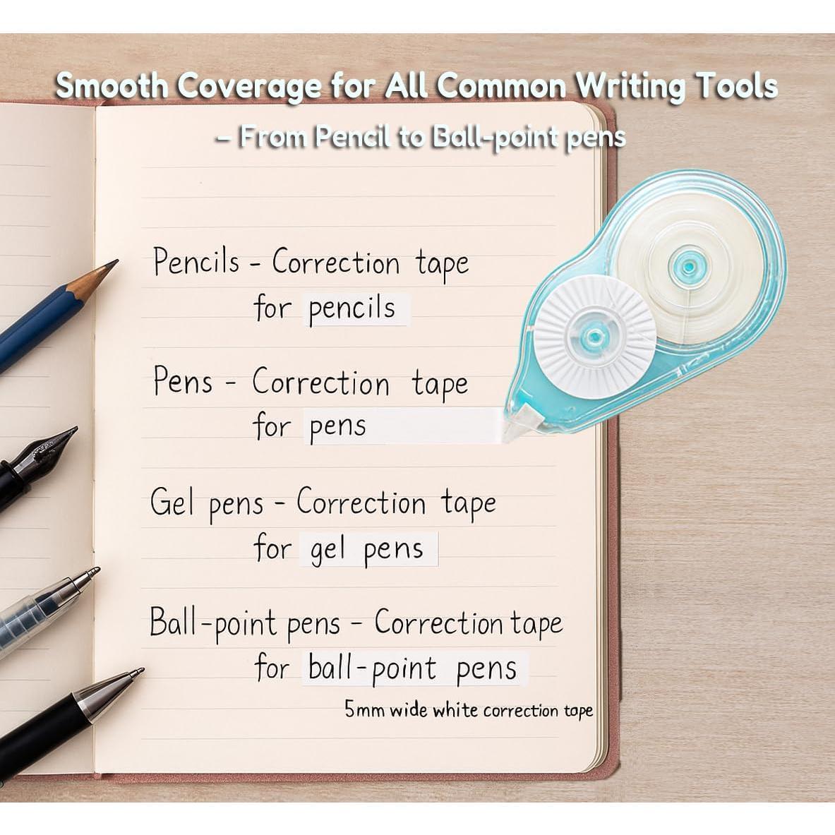 6 Pack Extra-Long Correction Tape - 98ft (30m) Each, Total 590 ft - High Capacity White Out Tapes, Smooth & Precise, -Resistant, No Mess, Easy-to-Use Dispensers for Office, School &  Supplies